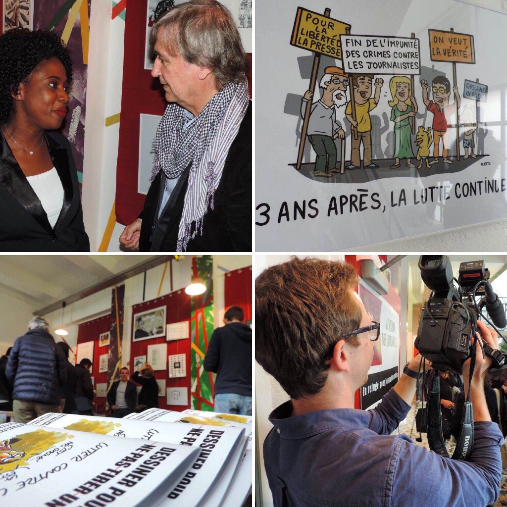 Vernissage de l'exposition "Dessiner pour ne pas tirer un trait" le jeudi 27 octobre 2016 à la Maison des journalistes Crédits photo : Tijani Ahmed LEMRABOTT